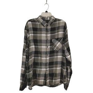 Jackson Hole Flannel Shirt Men XL Gray Button Down Plaid Cotton